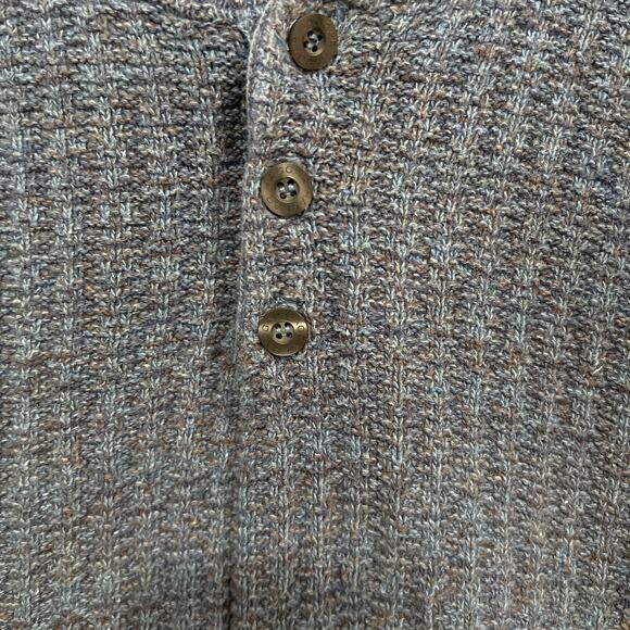 Haggar Sweater Men's Large Blue Cable Knit Long Sleeve 3 Button Closure Cotton - Picture 2 of 6